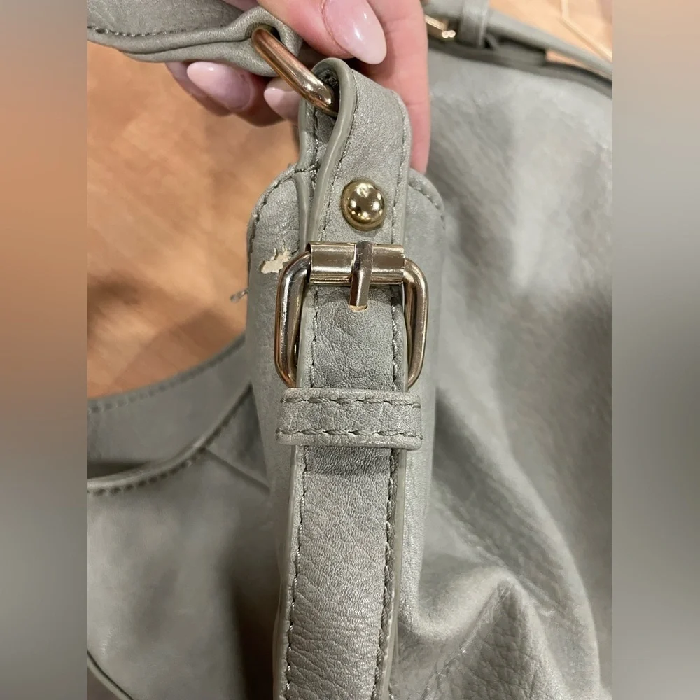Grey Hobo Bag good condition non branded with gold detail